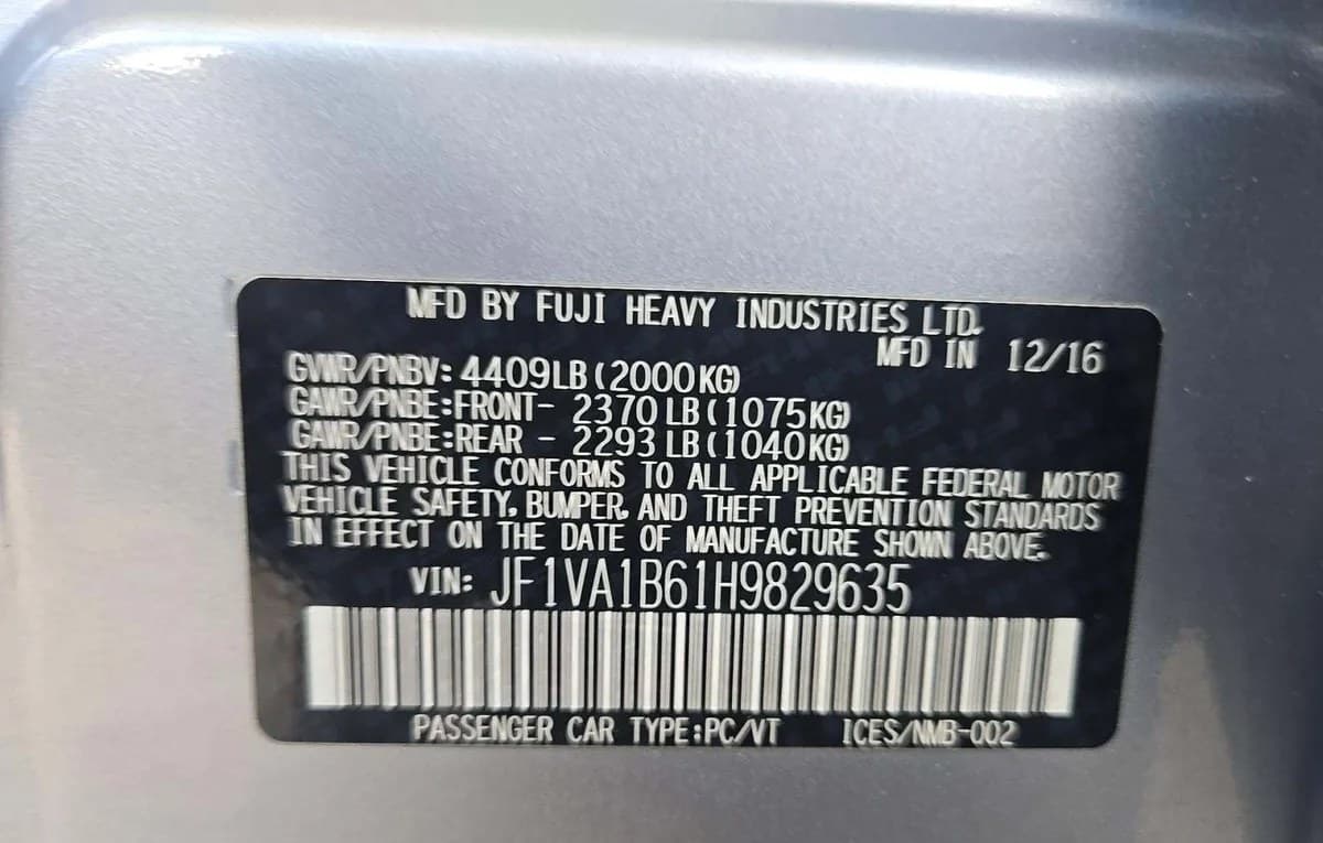 2017 SUBARU WRX 3