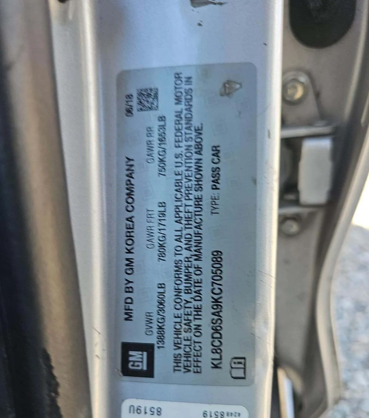 2019 CHEVROLET SPARK 1LT 2