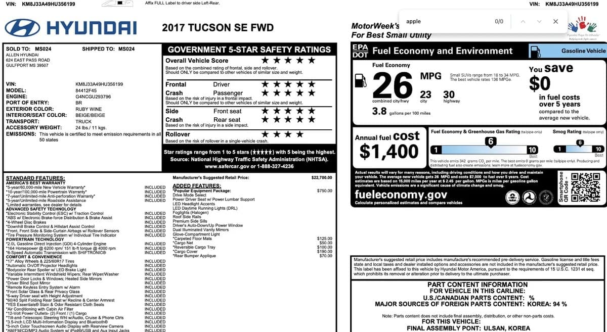 2017 HYUNDAI TUCSON SE 2