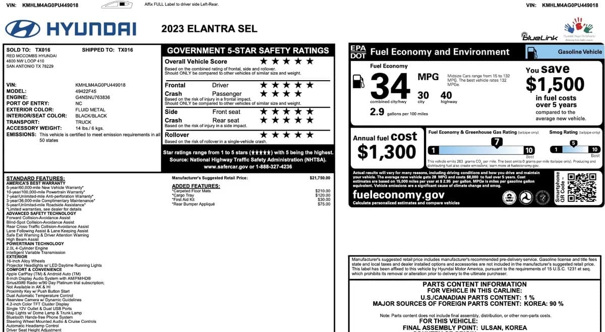 2023 HYUNDAI ELANTRA SEL 3