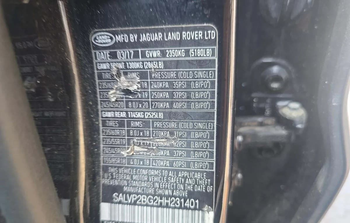 2017 LAND ROVER RANGE ROVER EVOQUE SE 3